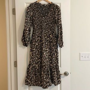 Black Floral Midi Dress